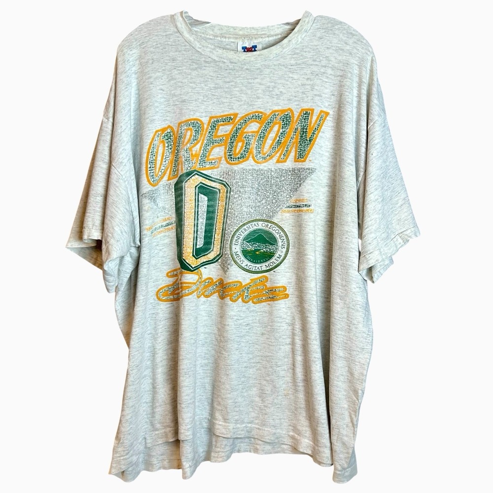 VTG 90s Oregon Ducks T-Shirt Size As XL UO Universitas Oregonensis Agitat Molem
